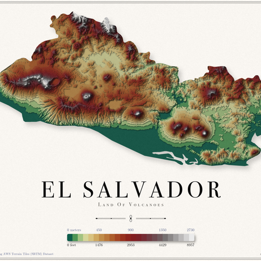 El Salvador Elevation Map